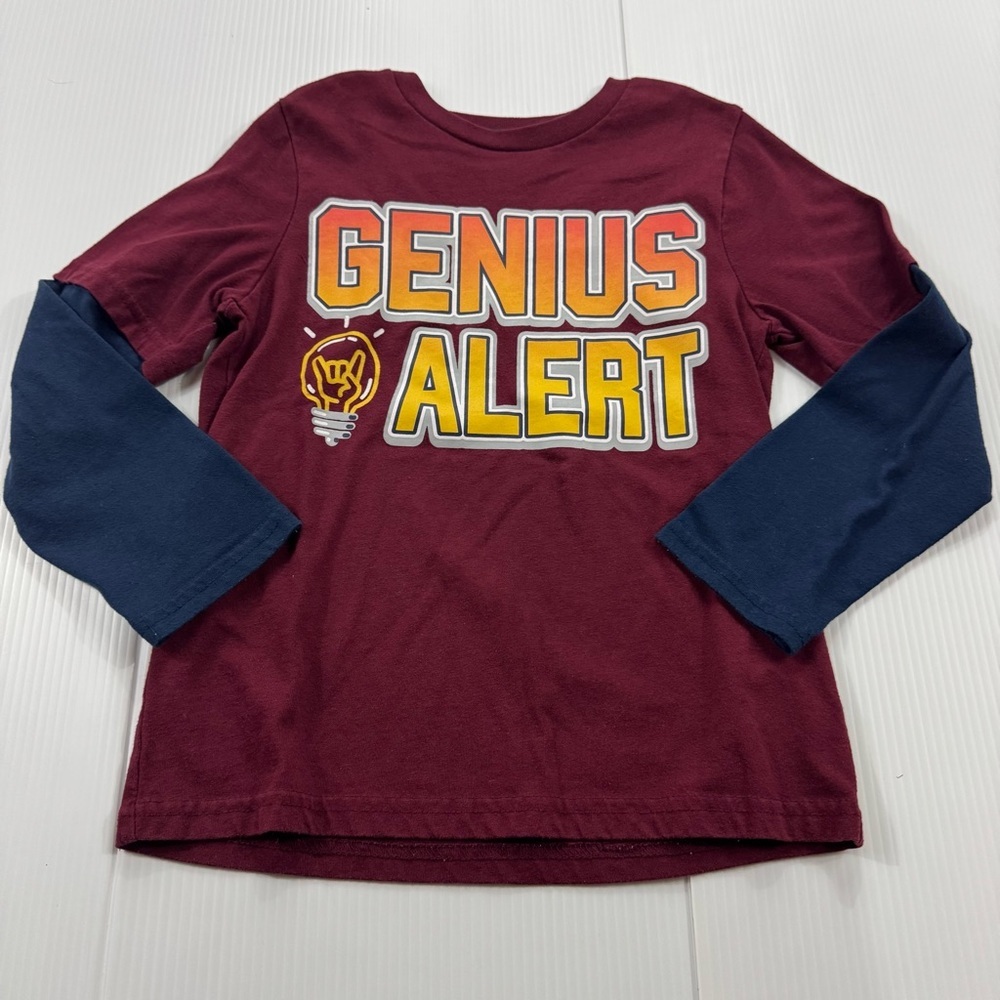 JK98. Garanimals Genius Alert Long Sleeve Shirt - Maroon and Navy (8)